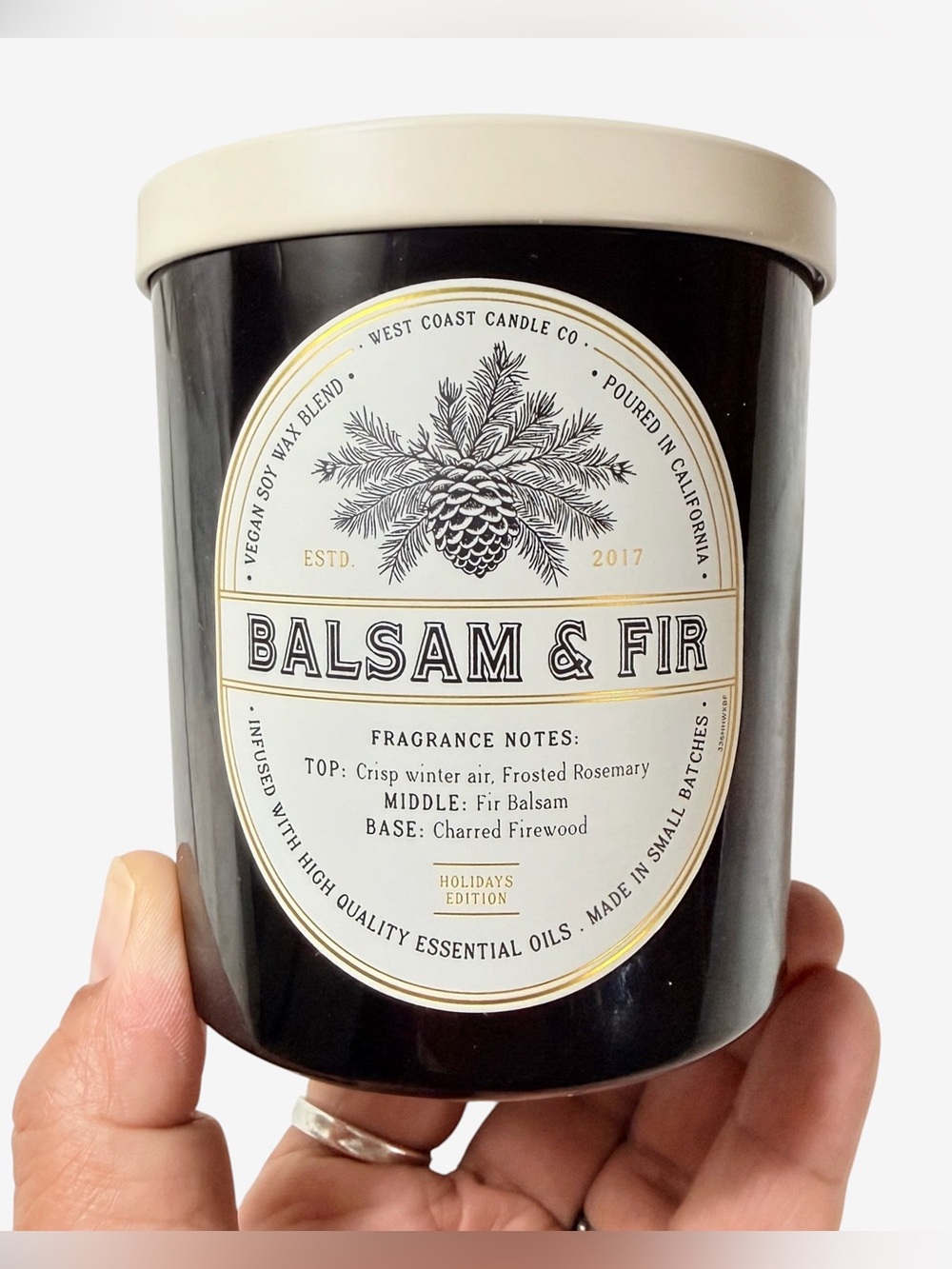 Leoben Company Balsam& Fir Luxury Scented Candle - (Cream & Black)